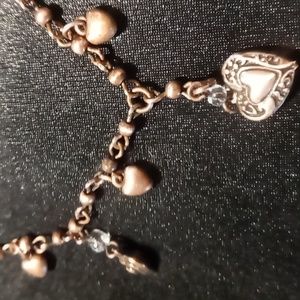 Vintage avon copper beads necklace with floating hearts easy clean beautiful